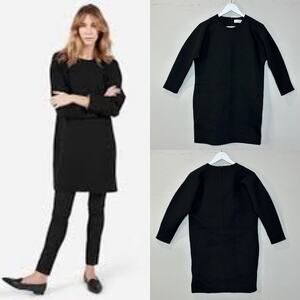 Everlane Heavyweight Scuba Round Neck Dress Black Cotton Women Medium NWOT